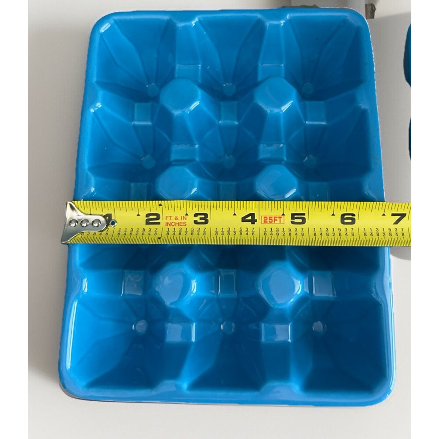 2 Ceramic Blue Egg Crates for Easter Eggs Refrigerator Jelly Belly Cupcake Dish