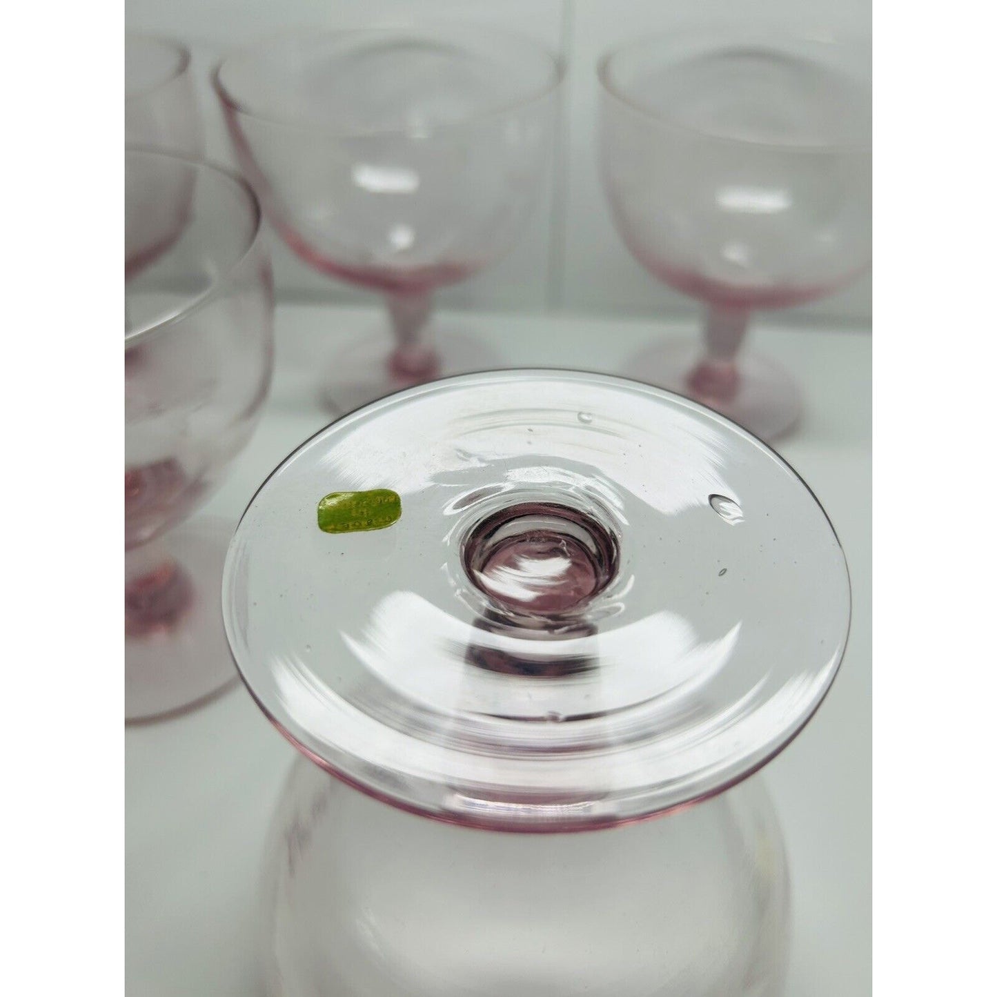 6 Vintage Blush Pink Depression Glass Champagne Sundae Sherbet Coupe Made Mexico