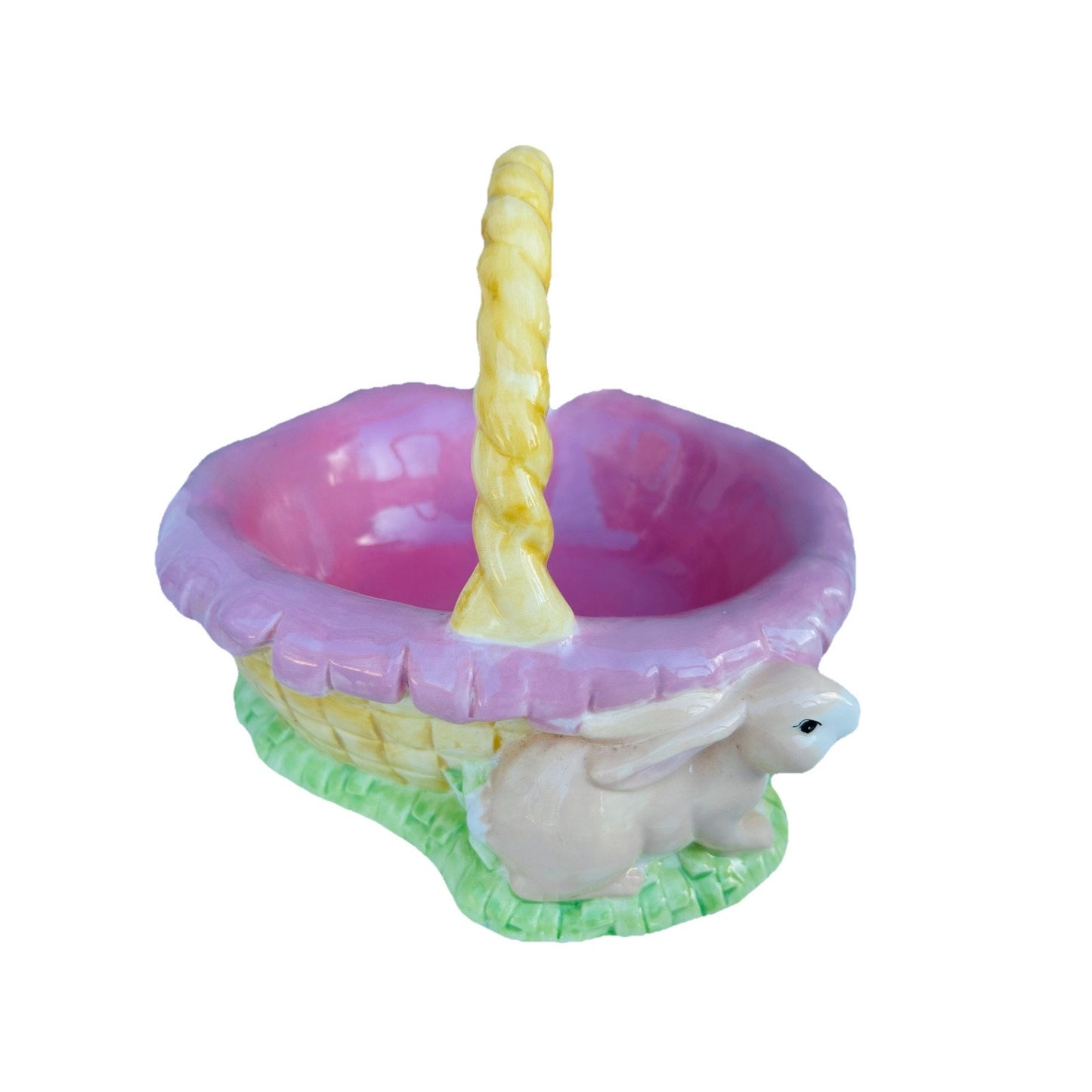 Lot of 3 Ceramic Easter Candy Dishes 2 Baskets and 1 Jelly Bean Lid Dish Bundle