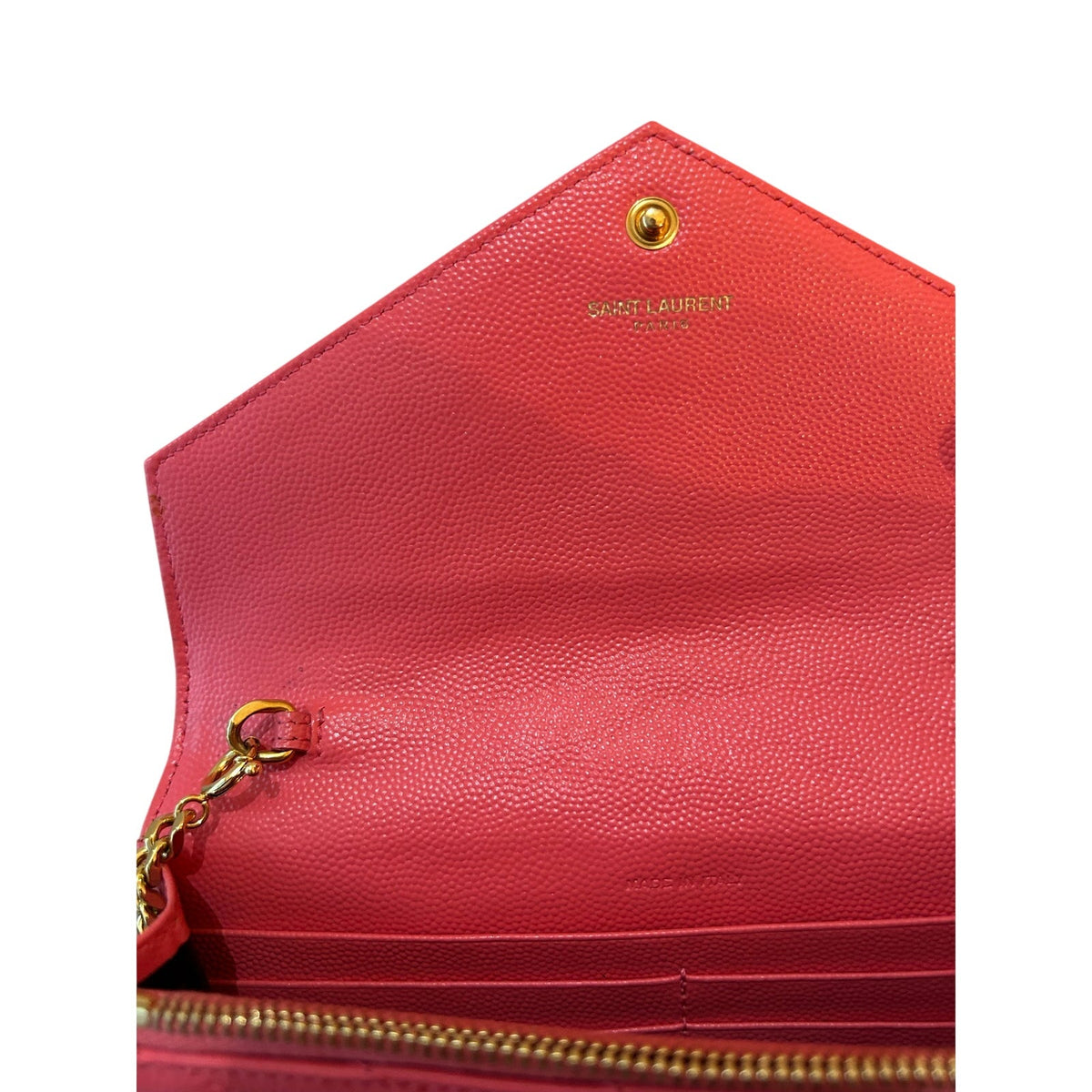YSL Saint Laurent Grain De Poudre Matelasse Chevron Pink Leather Cross Body Bag
