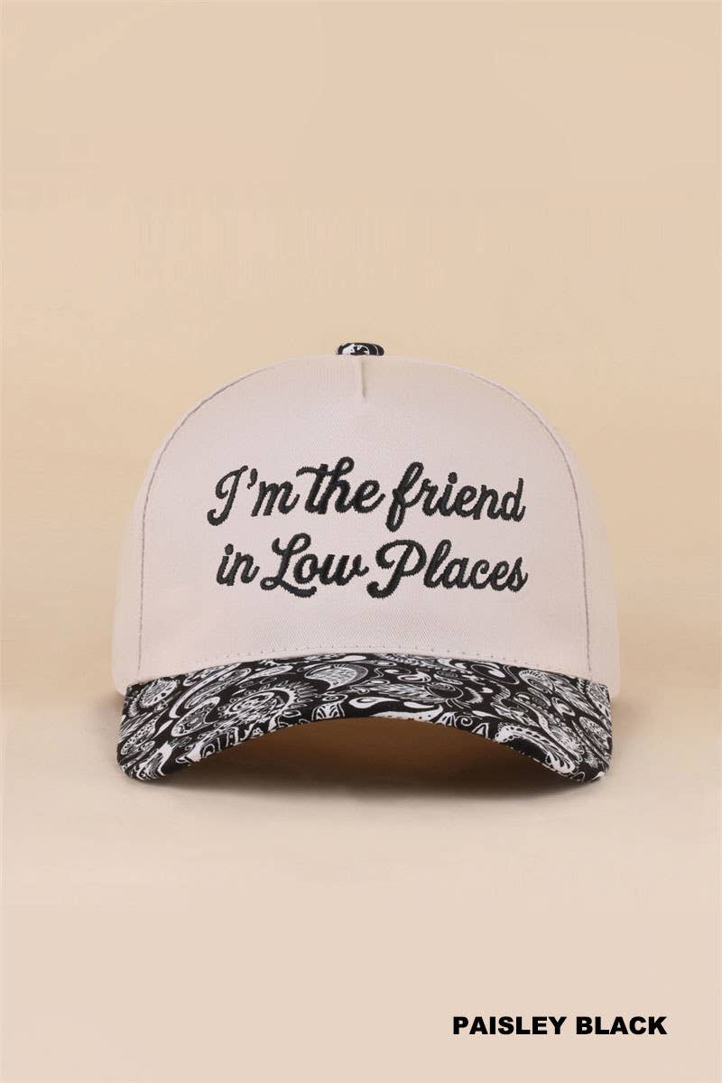 I'm The Friend In Low Places Two Tone Snapback Hat: PAISLEY BLACK / 1(ONE SIZE)