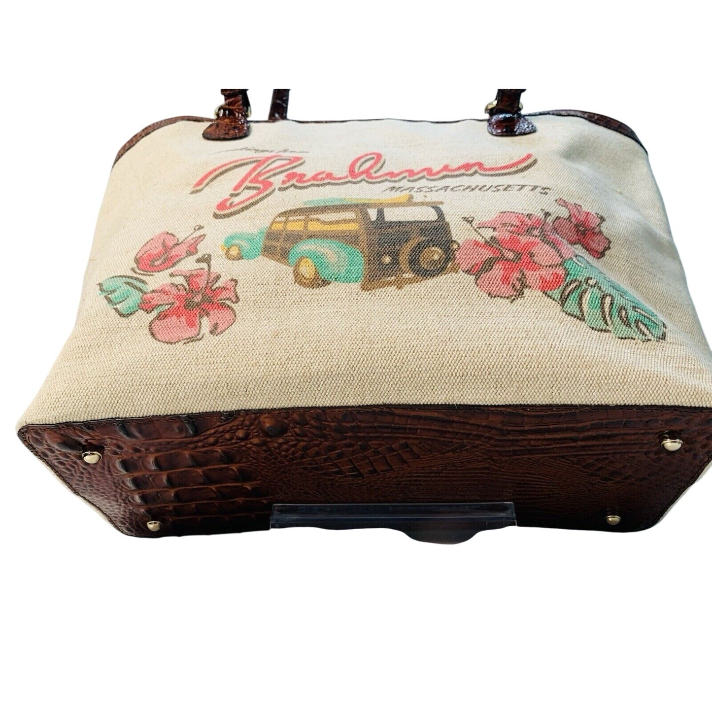 Brahmin Brooke Pecan Pipa Greeting Massachusetts Large Tote Woody New with Tags