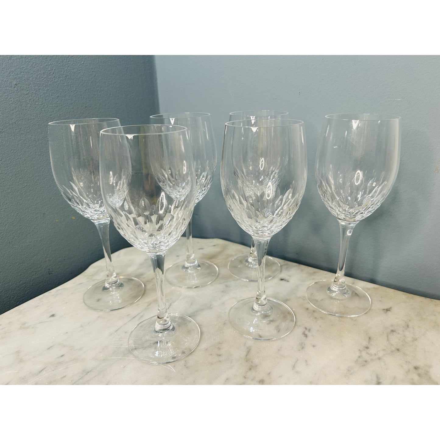 6 Cristal D’Arques-Durand Capella Crystal 8” Wine Glasses Water Goblets Vintage