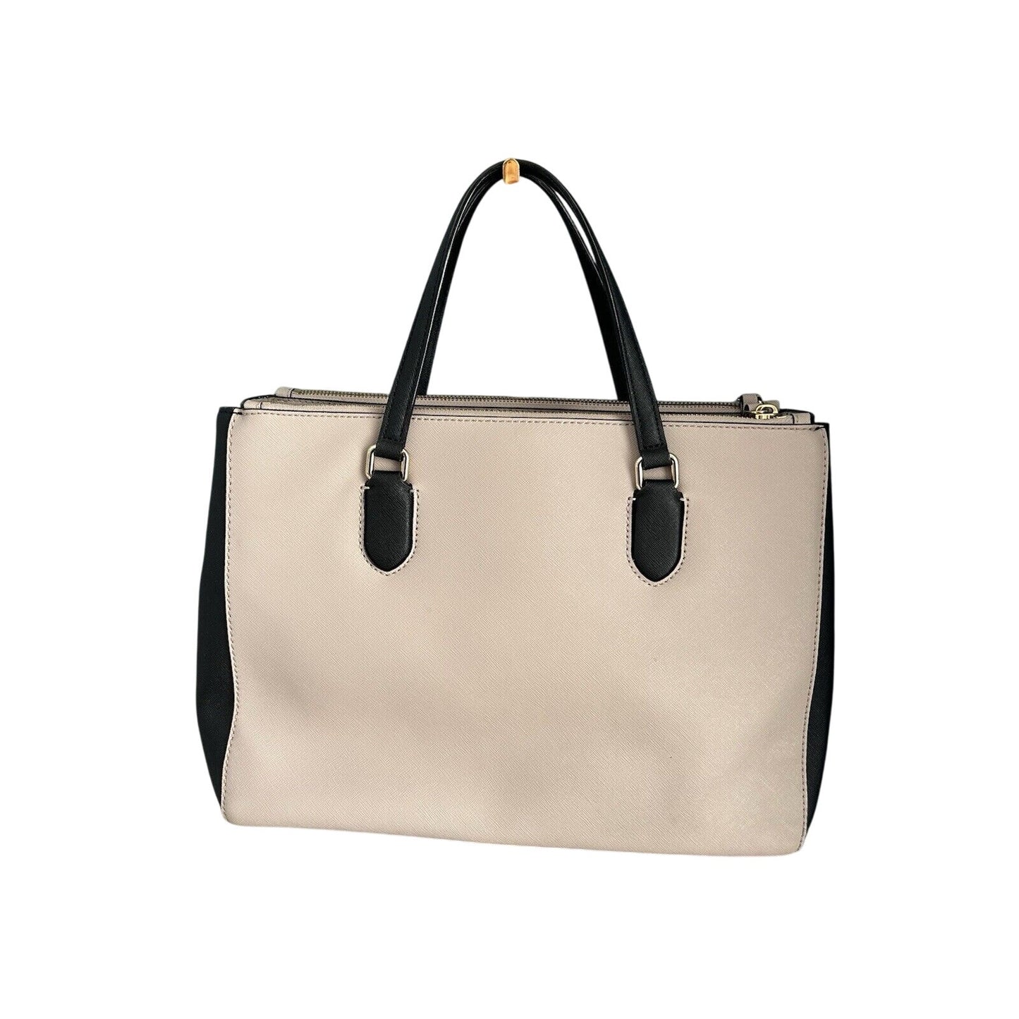 Kate Spade Leighann Laurel Way Leather Satchel Almond Black Handbag Reese