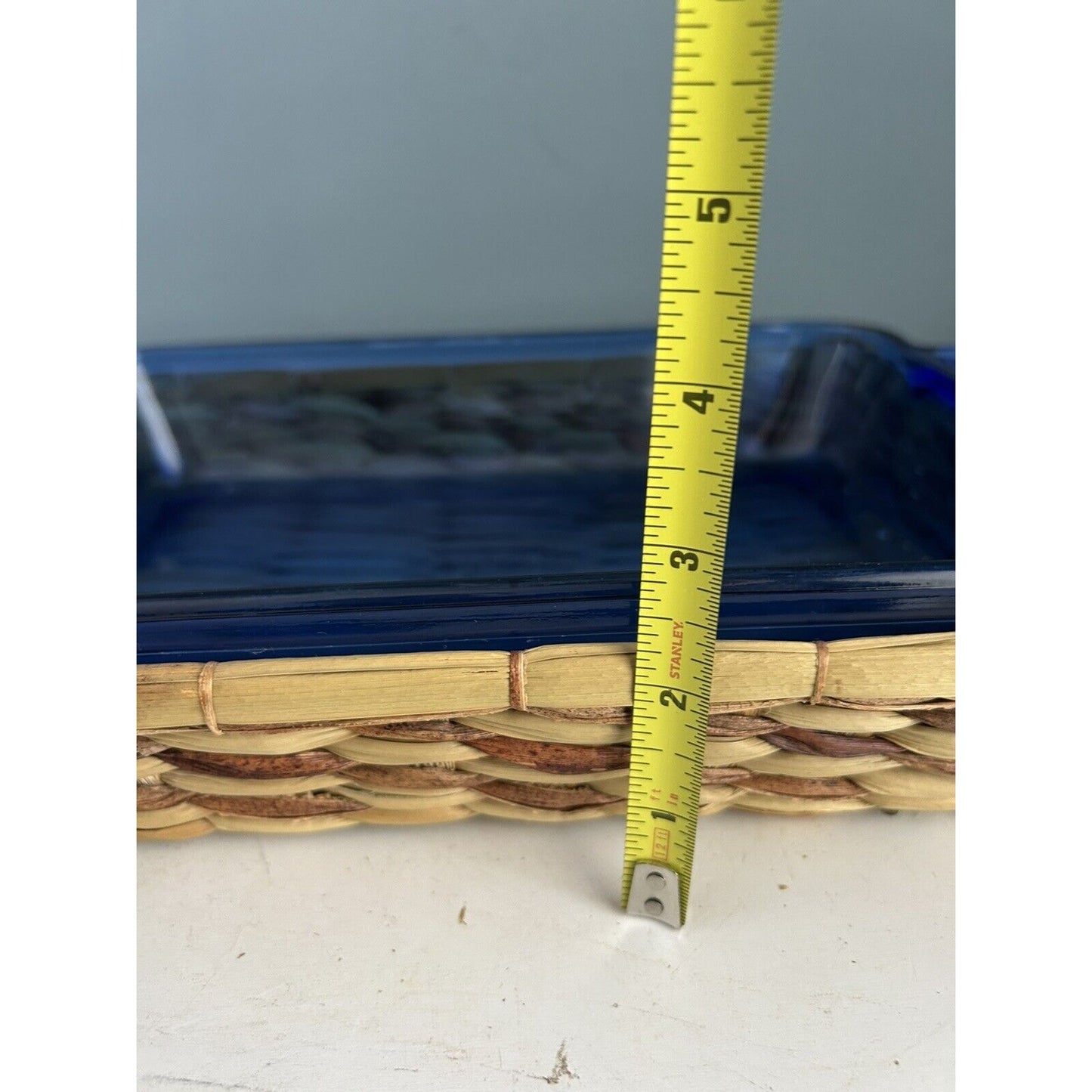 Cobalt Blue Anchor Hocking 2 Qt Baking Dish w/ Woven Basket 8" x 11" Casserole