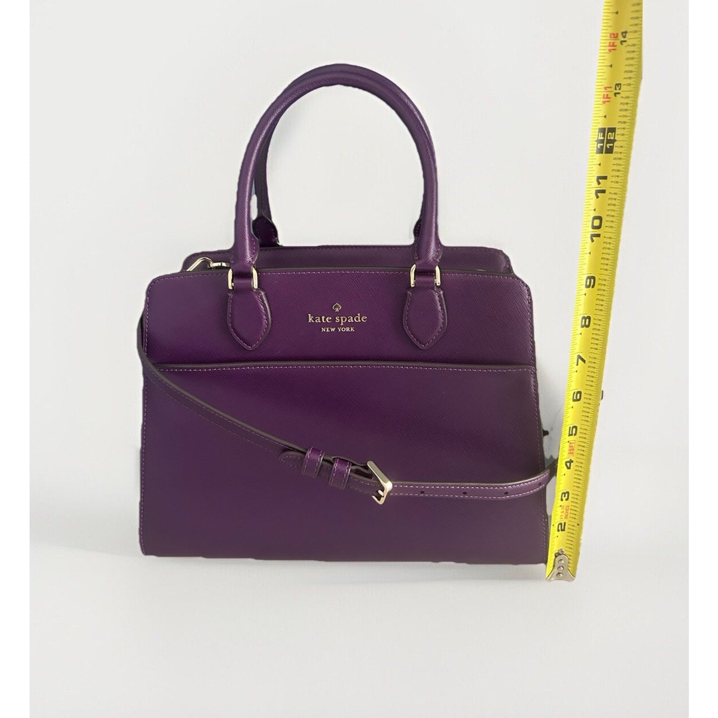 Kate Spade Ripe Plum Madison Saffiano Leather Medium Purple Bag Satchel EUC