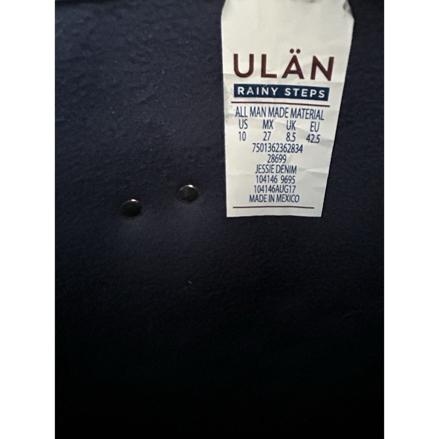 Ulan Rainy Steps Women’s Size 10 Tall Rain Boots Quilted Macys Jessie Denim New Condition