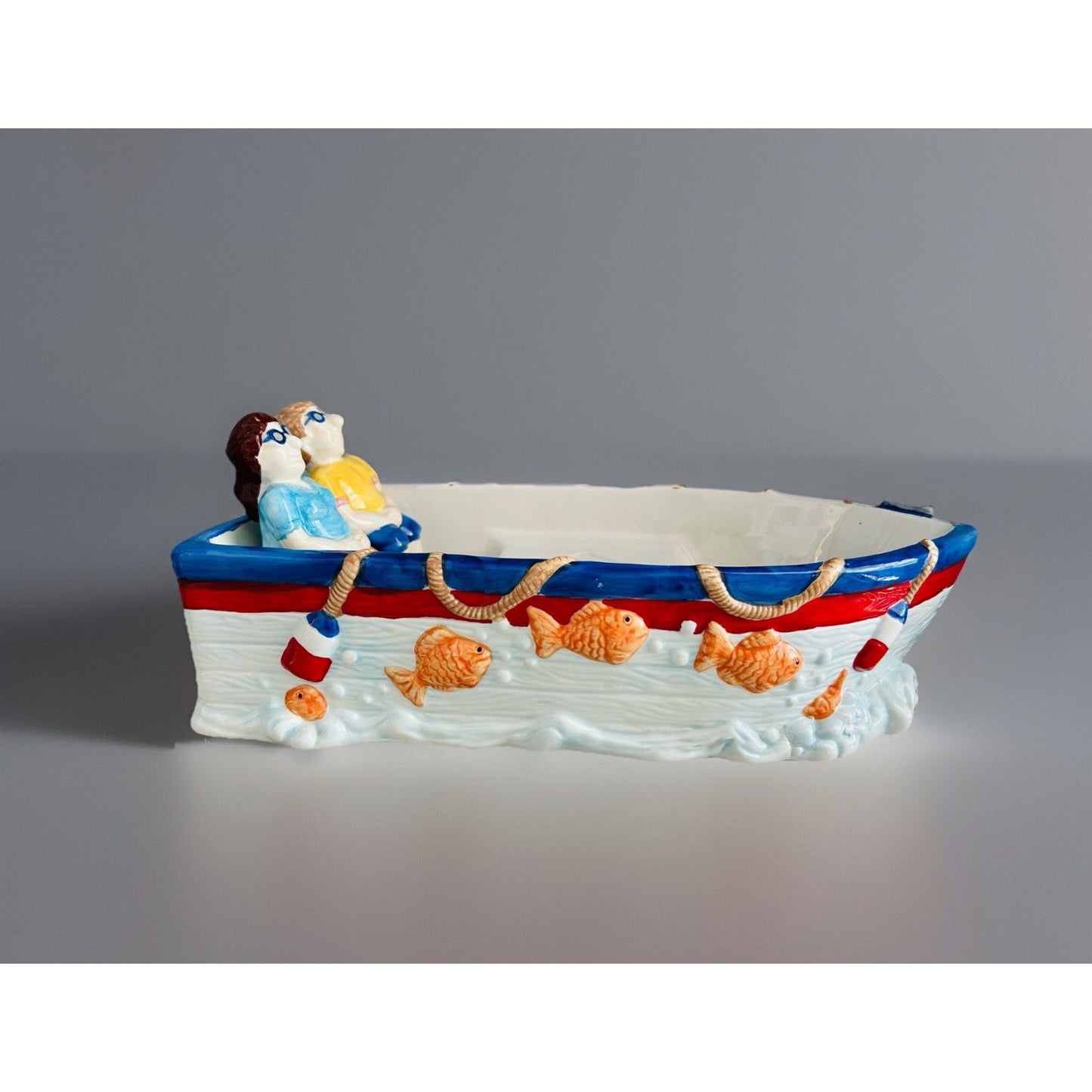 Platter Ceramic Boat Nautical Chip Dip Tray FWC Birthday Party Salsa Dip Beach