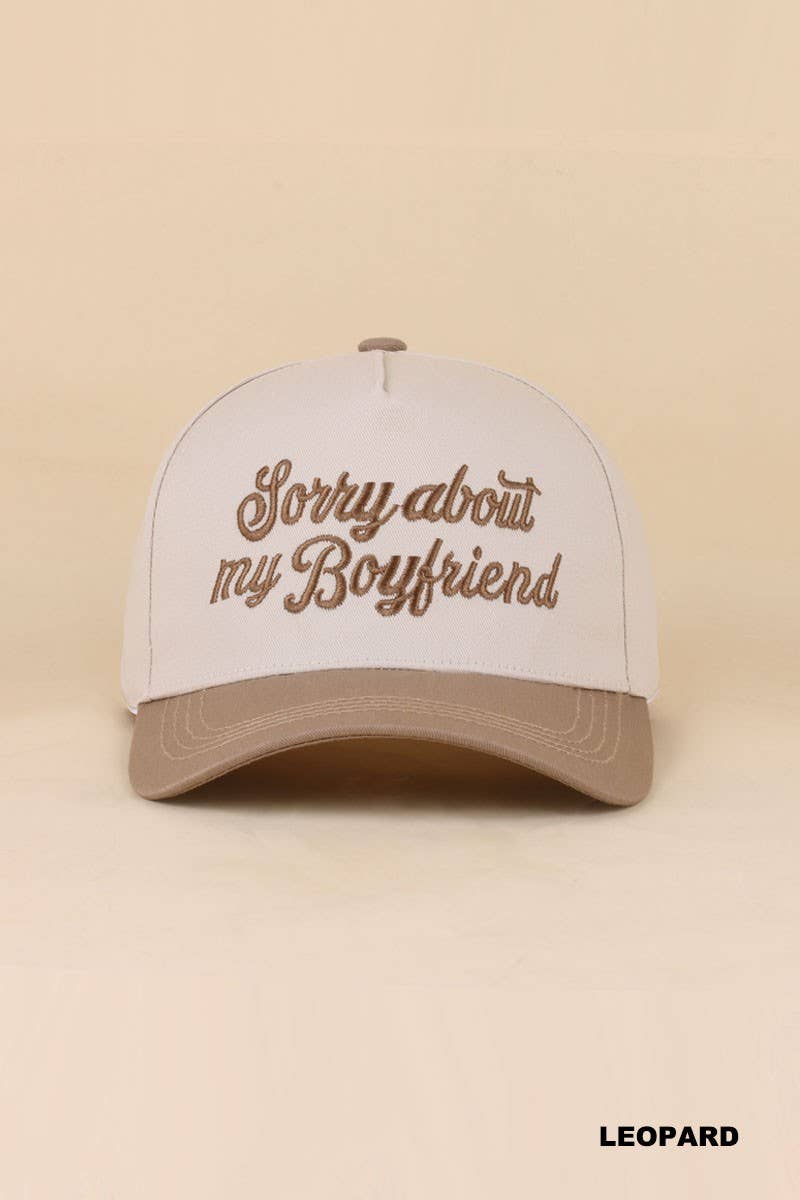 Sorry About My Boyfriend Two Tone Snapback Hat: LEOPARD / 1(ONE SIZE)