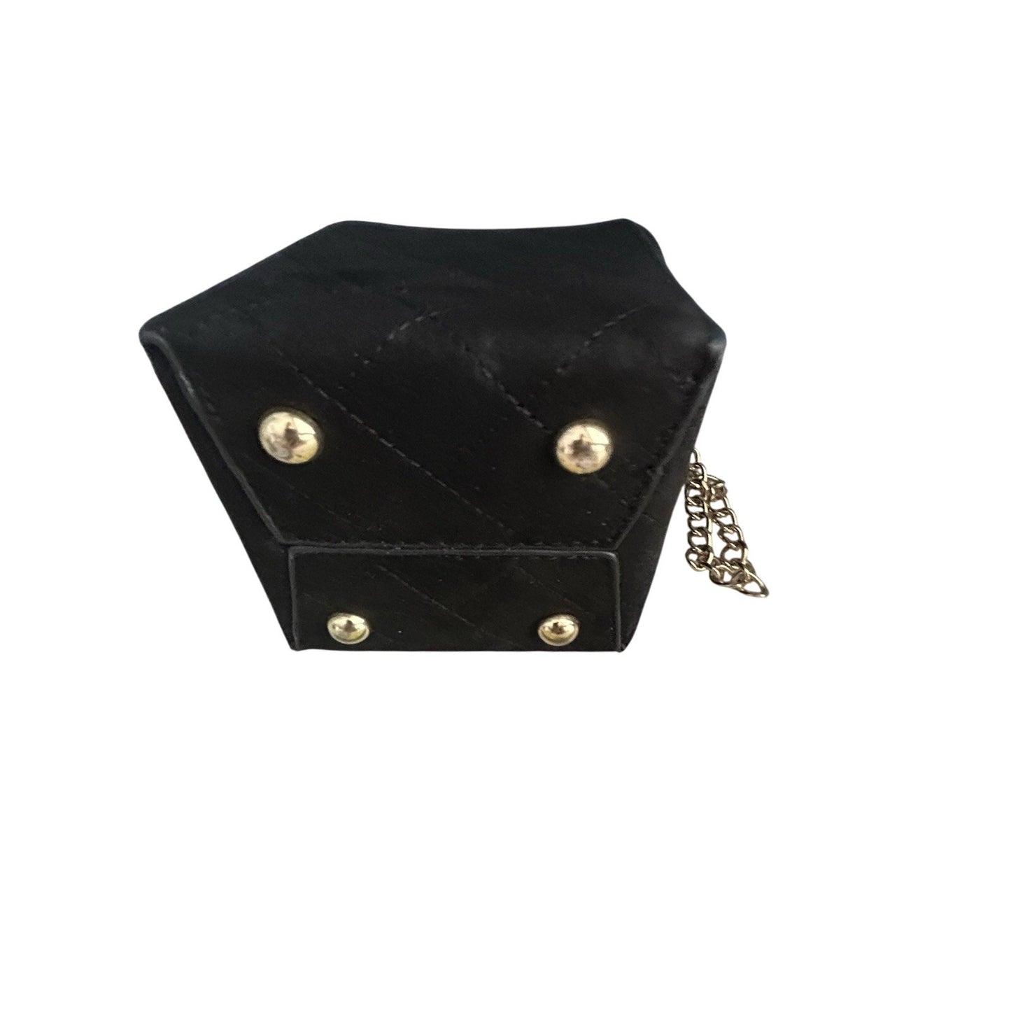 Quilted Mini Drawstring Shoulder Bag Black Pouch Gold Chain Crossbody