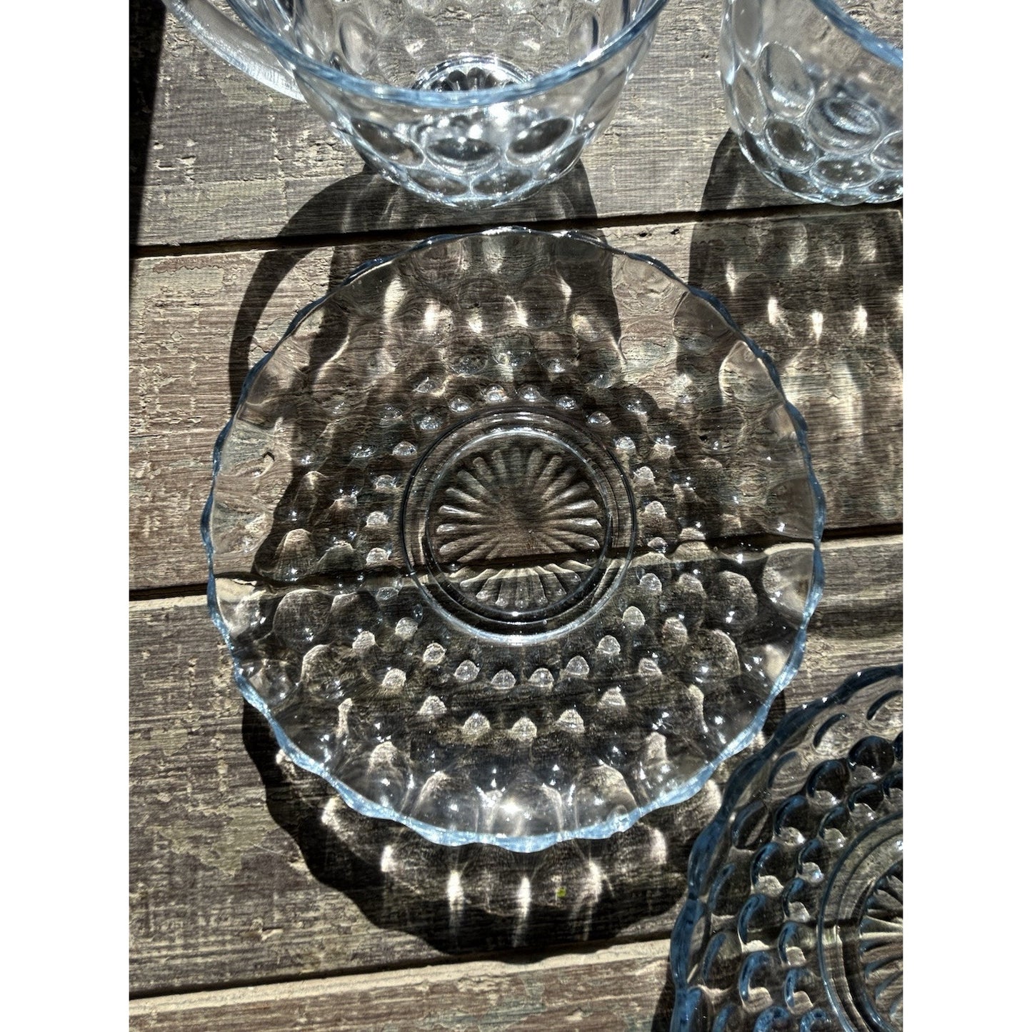 2 Anchor Hocking Fire King Blue Bubble Cup Saucer MCM 1940-1965 Coffee Tea