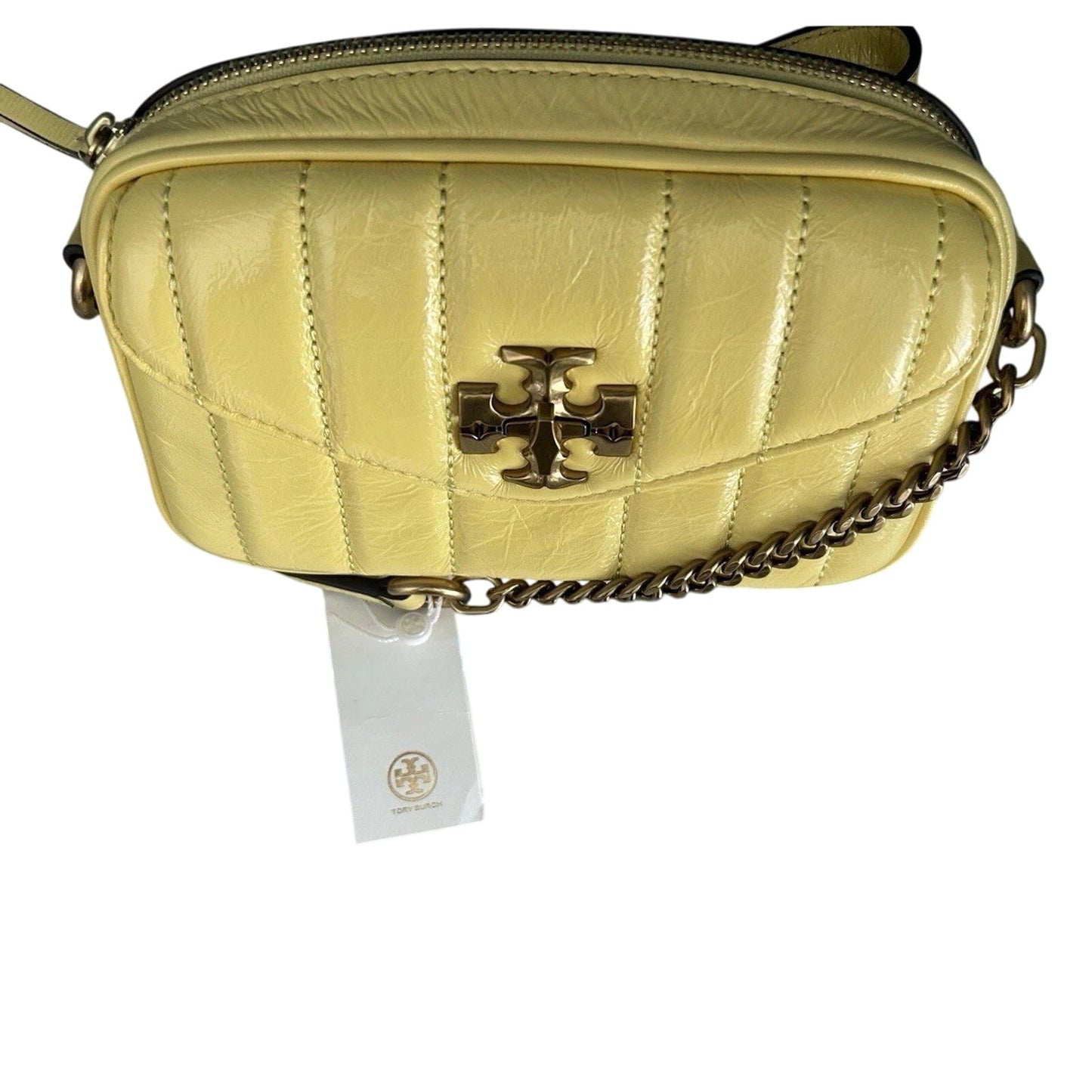 NWT Tory Burch Kira Patent Camera Bag Lemon Yellow 142808 Puffy Crossbody Mini