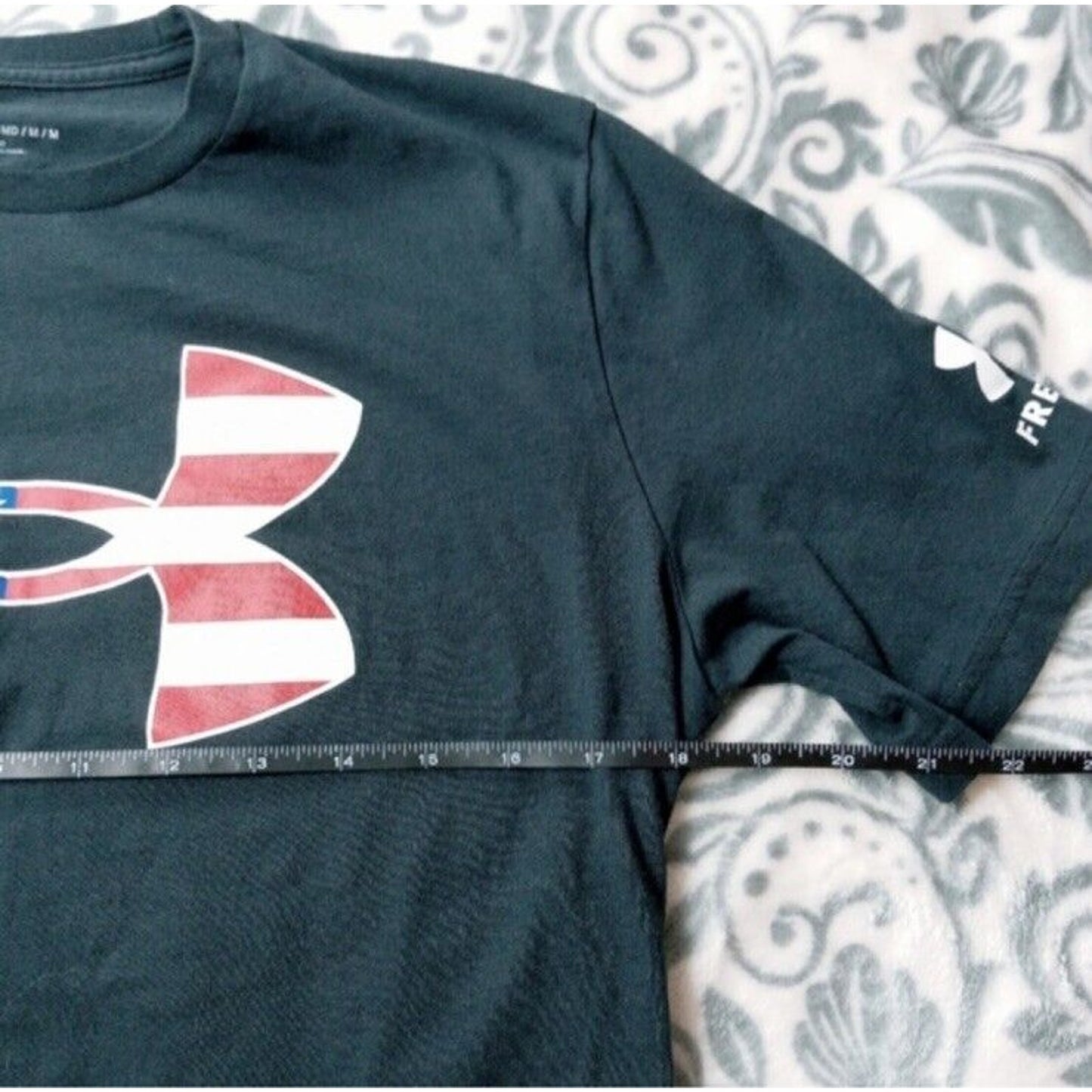 Under Armour Freedom Mens Size Medium Patriotic Black Flag Stars Stripes Veteran