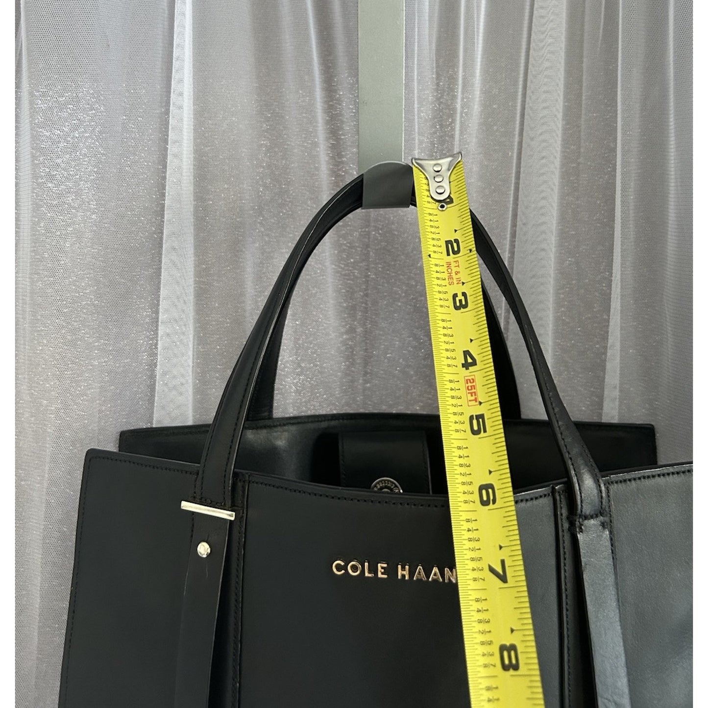 EUC Cole Haan Black Vestry Magazine Leather Tote Bag Handbag