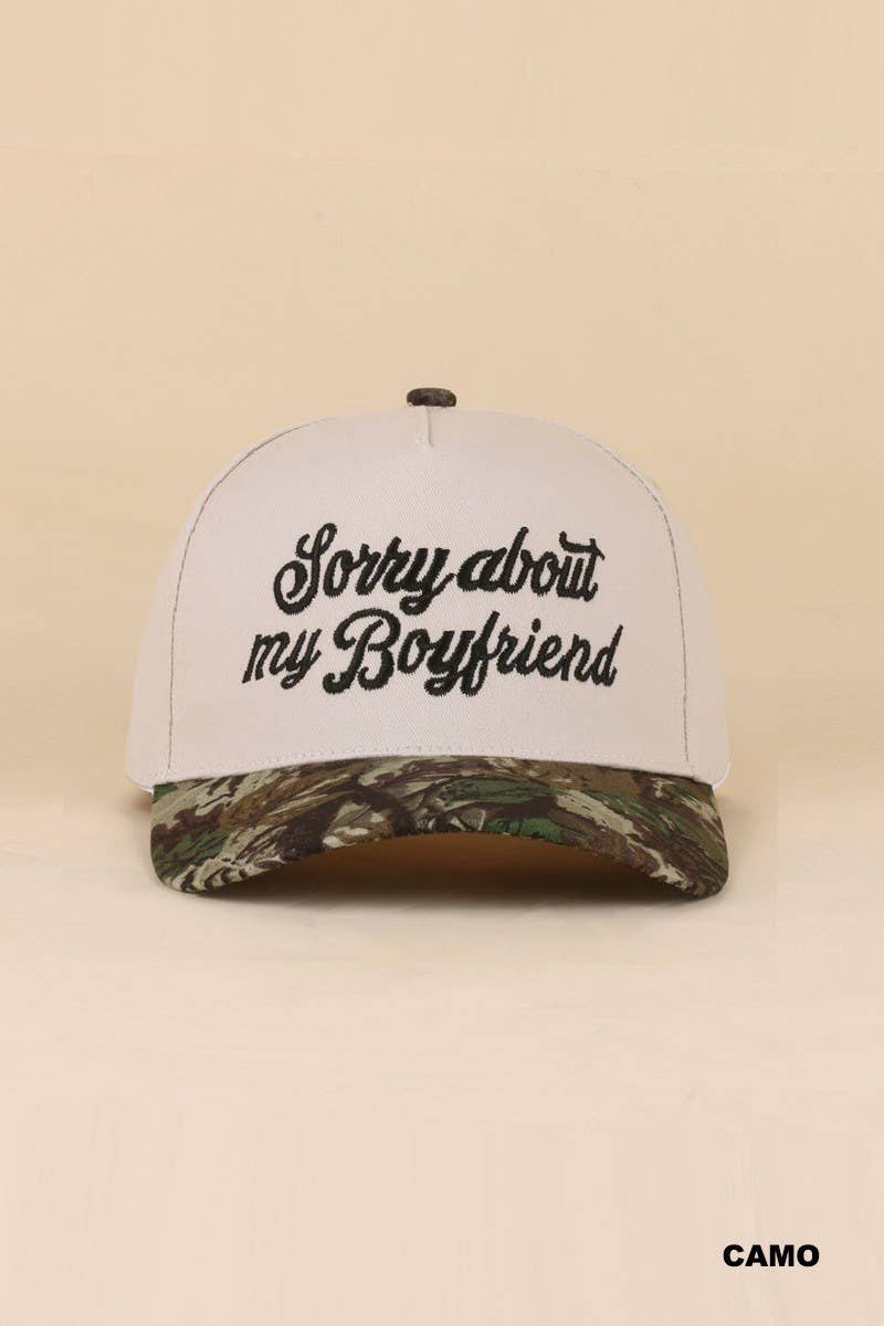 Sorry About My Boyfriend Two Tone Snapback Hat: LEOPARD / 1(ONE SIZE)