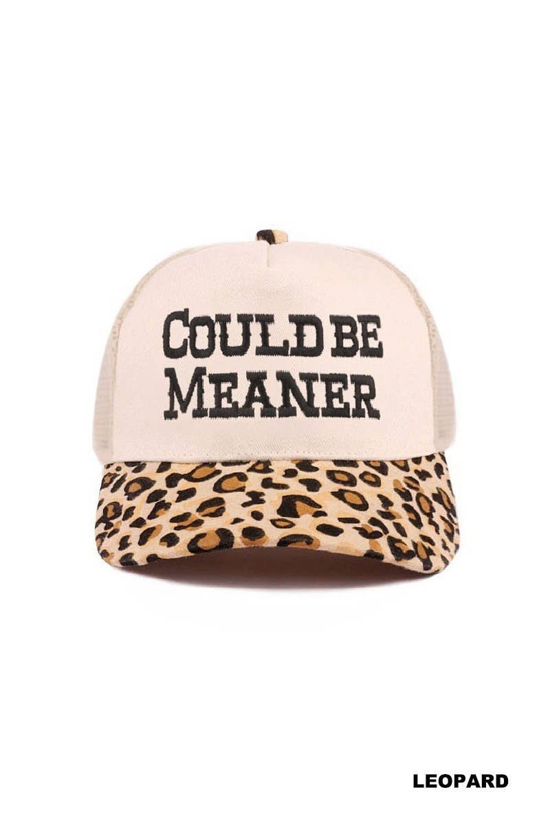Could Be Meaner Two Tone Mesh Snapback Hat: LEOPARD / 1(ONE SIZE)