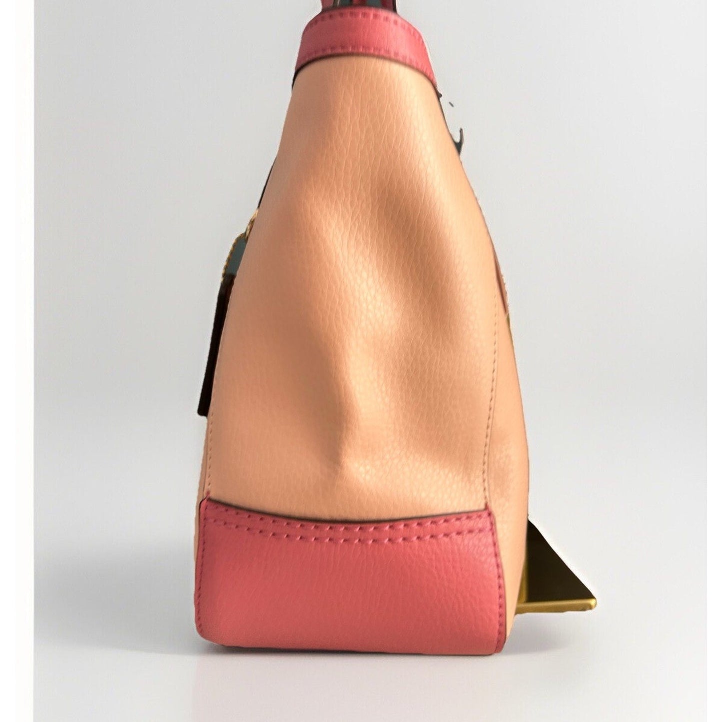 Coach Leather Tote 27 Bag Pink Peach Fading Blush C5775 Horse Carriage Colorblock Peach