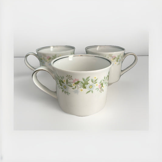 (3) Johann Haviland Bavaria Forever Spring Coffee Mugs Tea Cups Germany Flowers