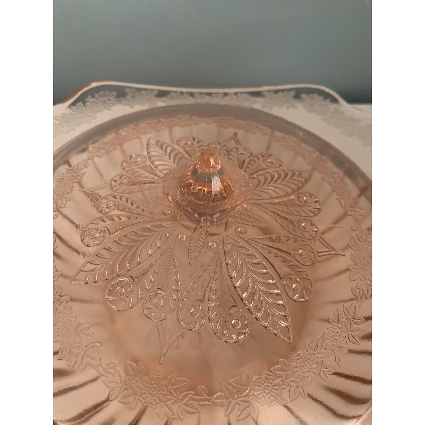 Vintage Jeannette Adam Pink Depression Glass Serving Bowl w/ Lid Vegetable Dish