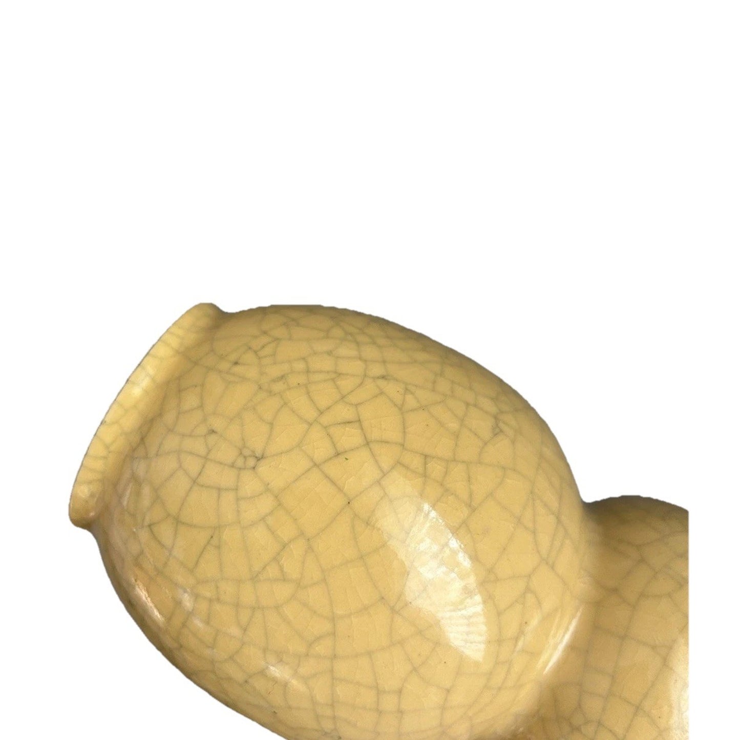 Chinese Art Yellow Glaze Porcelain Vase 7” Double Gourd 1524 Collectible Decor