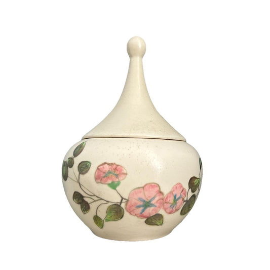 Trinket Dish Vintage Jewelry Container Ring Holder 6.5” Ceramic NIL Pink Flowers