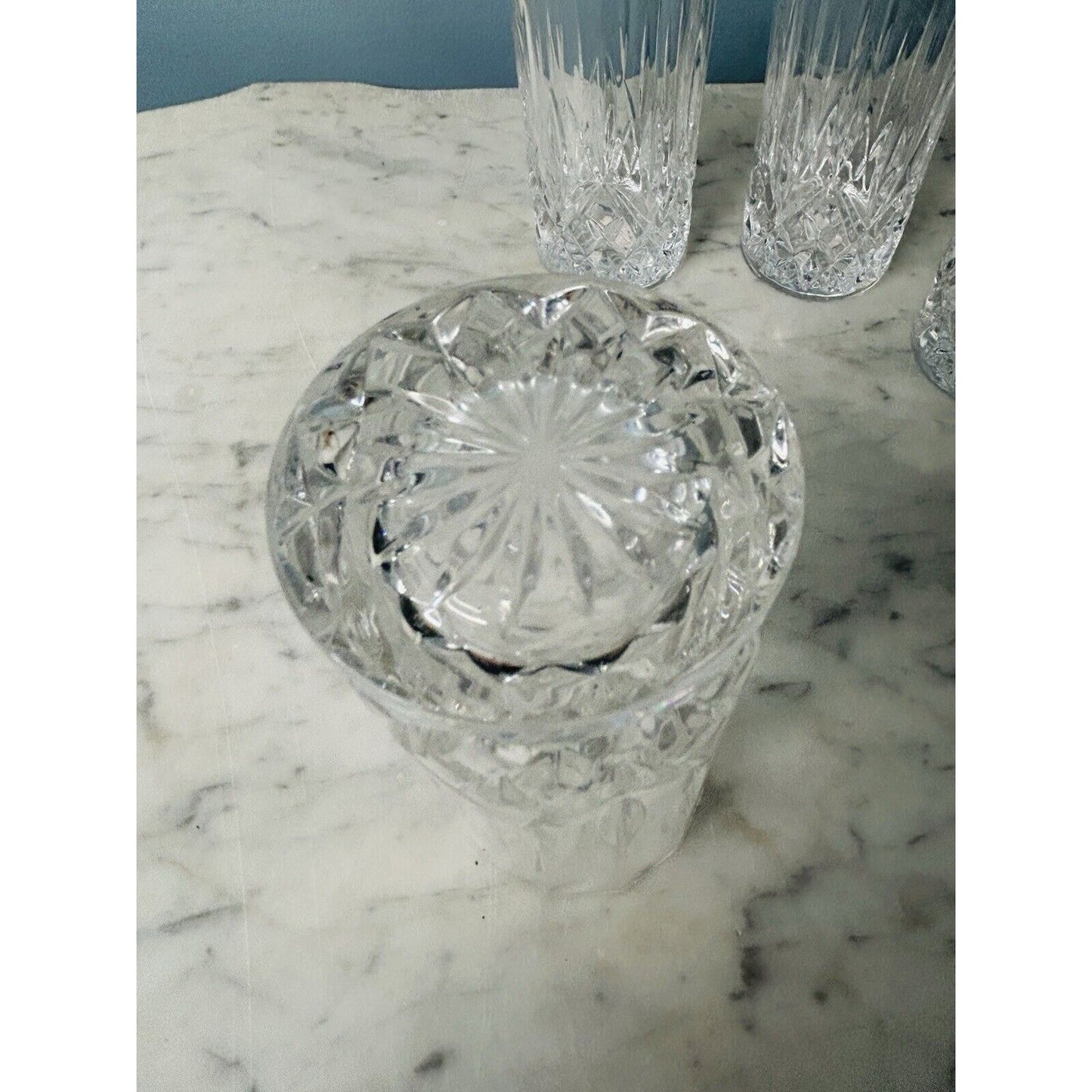 4 Royal Crystal High Ball Glasses Diamond Cut Pattern Height 5 7/8 inch Vintage