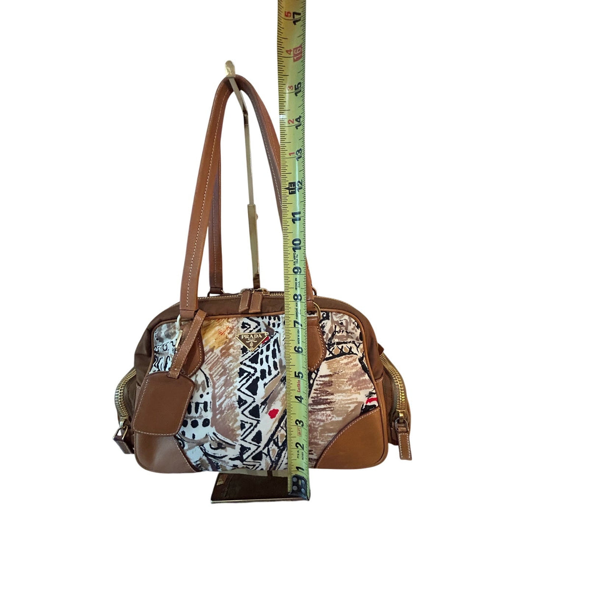 PRADA St. Venez Canapa Vintage Venice Gondola Sketch Print Bauletto Bag Satchel