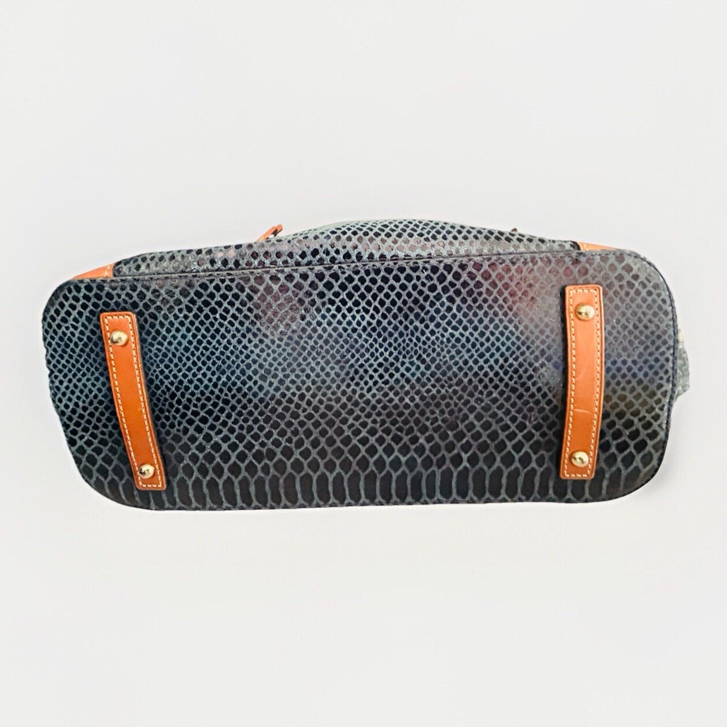 Dooney & Bourke Erica 90s Hobo Bag Snake Embossed Navy Blue Leather Suede Purse