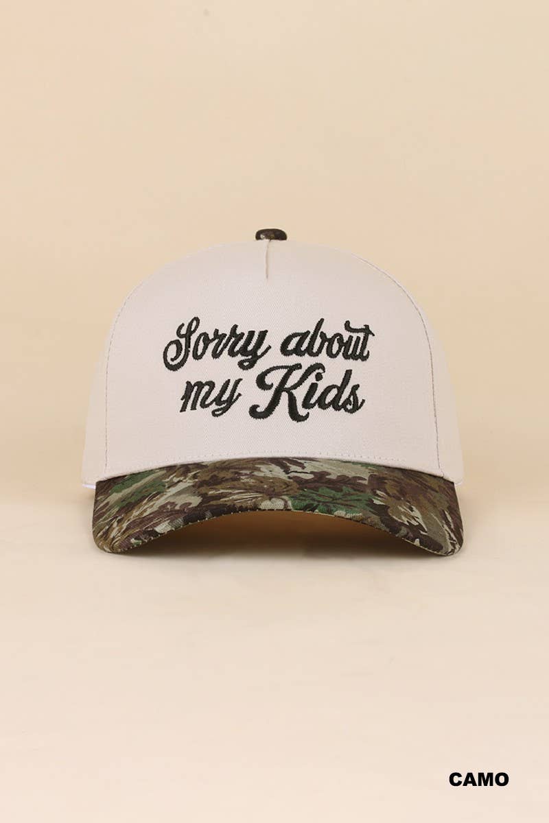 Sorry About My Kids Two Tone Snapback Hat: LEOPARD / 1(ONE SIZE)