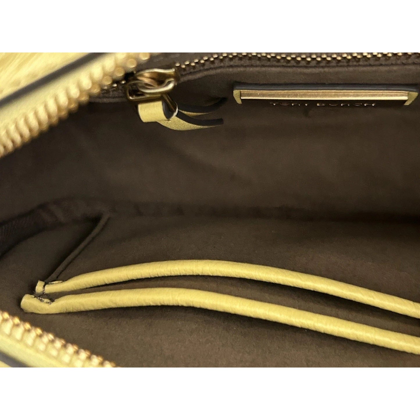 NWT Tory Burch Kira Patent Camera Bag Lemon Yellow 142808 Puffy Crossbody Mini