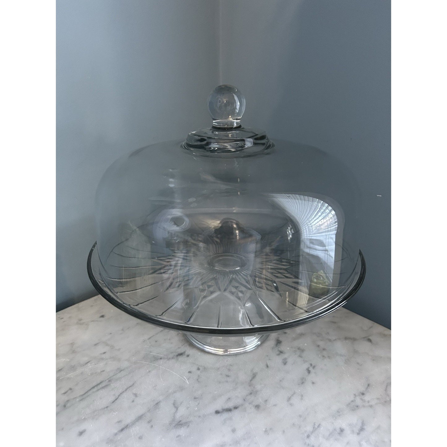Anchor Hocking Vintage 12” x 12” Canfield 2 Piece Footed Cake Set Clear Glass