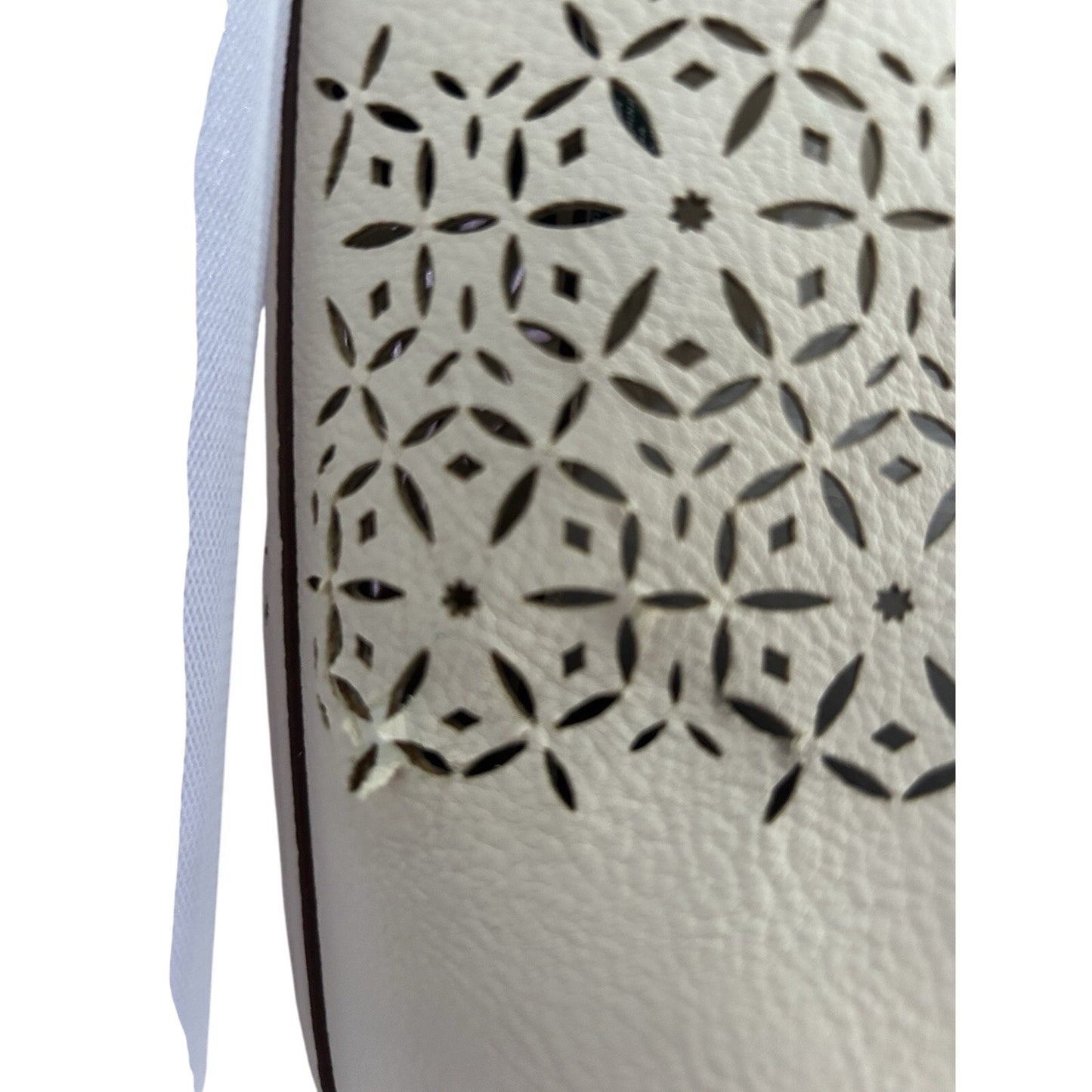Ralph Lauren Laser Cut Perforated Chantilly Classic Tote Bag & Clutch Ivory Read