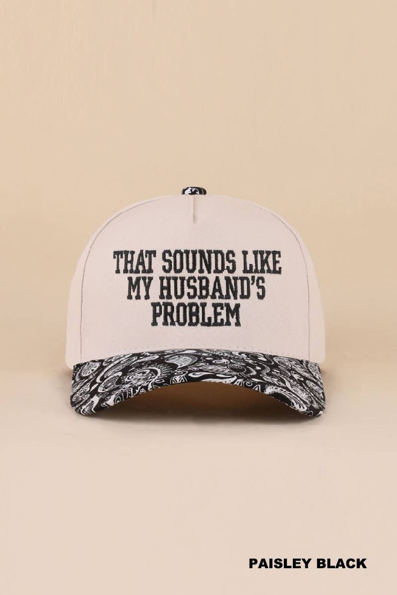 That Sounds Like My Husband's Problem Two Tone Cotton Hat: LEOPARD / 1(ONE SIZE)