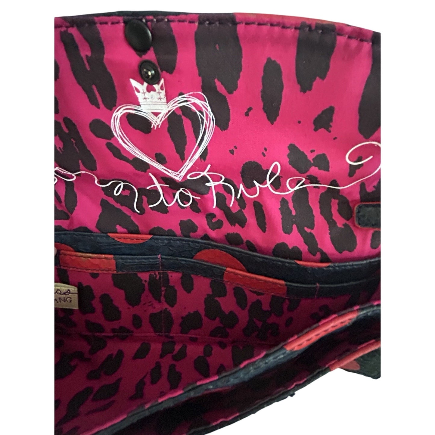 Vera Wang Princess "Born to Rule" Clutch Crossbody Handbag Polka Dots Blue Pink