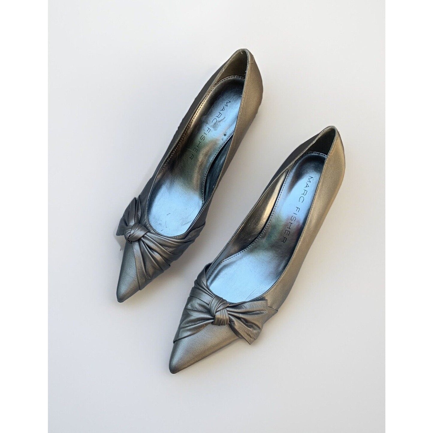 Marc Fisher Women's Size 8.5 Leather Pointed Toe Slip On Heels Bow