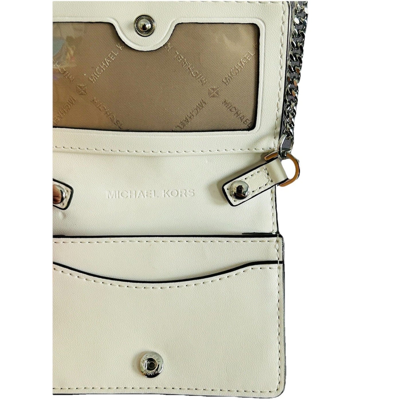 Michael Kors Mini Purse White Leather Chain Bag Quilted Prom Wedding Coin MK