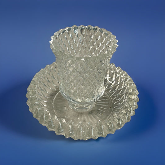 Indiana Glass Co. Diamond Cut Point Vintage Votive Candle Holder Tealight Home Decor