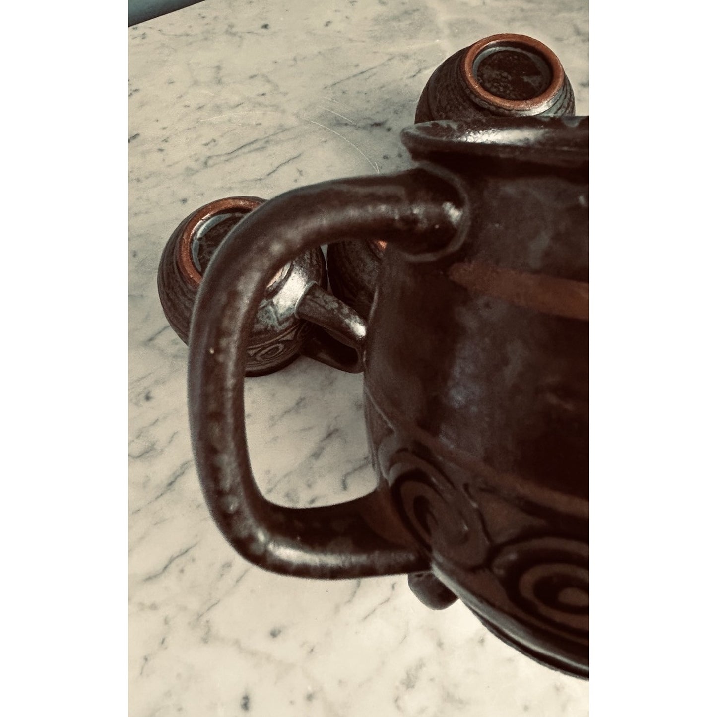 6 Vintage Japan Potbelly Coffee Mugs Mottled Glaze Stoneware Textured 12 oz