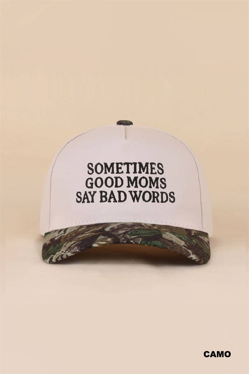 Sometimes Good Mom Say Bad Words Two Tone Snapback Hat: LEOPARD / 1(ONE SIZE)