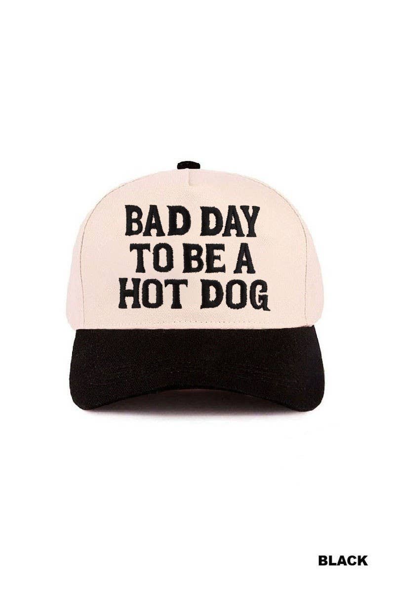 Bad Day To Be A Hot Dog Two Tone Cotton Hat: RED / 1(ONE SIZE)