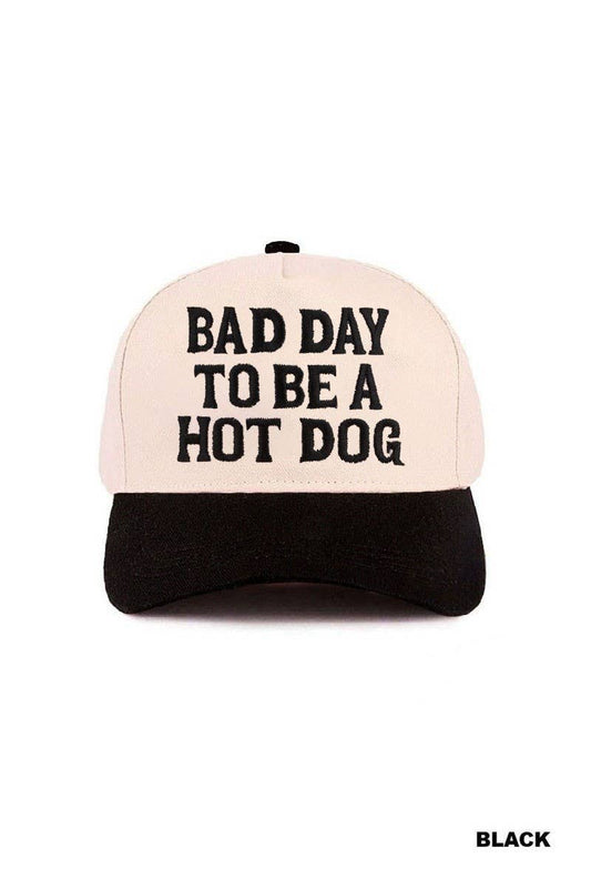 Bad Day To Be A Hot Dog Two Tone Cotton Hat: BLACK / 1(ONE SIZE)