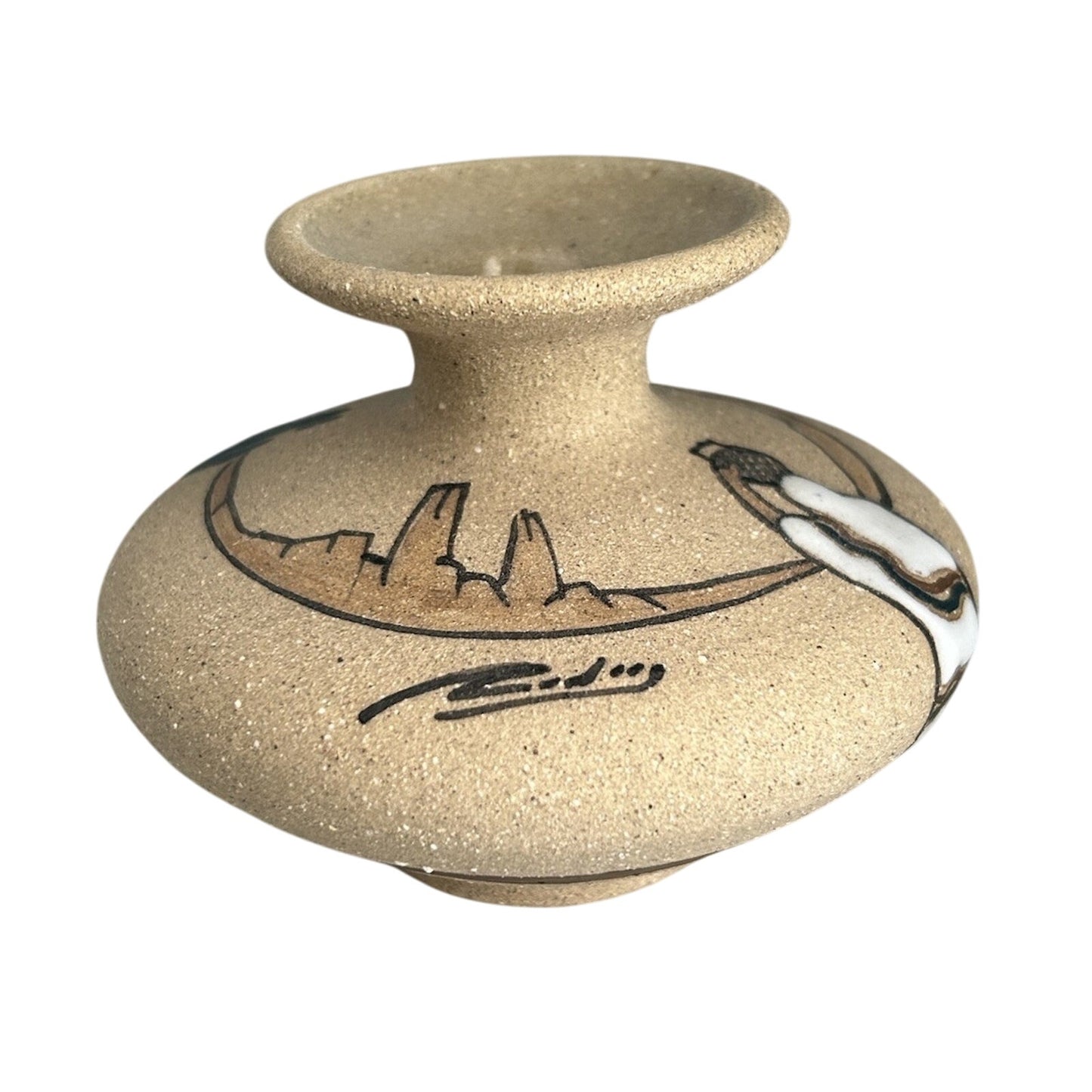 Vintage Clay Pot Vase Artist Signed Rodoug Saguaro Cactus Southwest Dessert