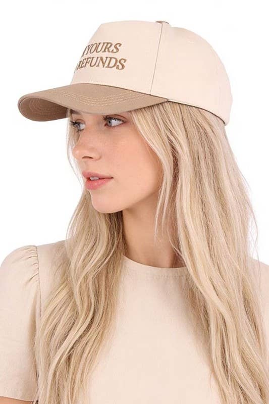 I'm Yours No Refunds Two Tone Canvas Cotton Cap: CAMO / 1(ONE SIZE)