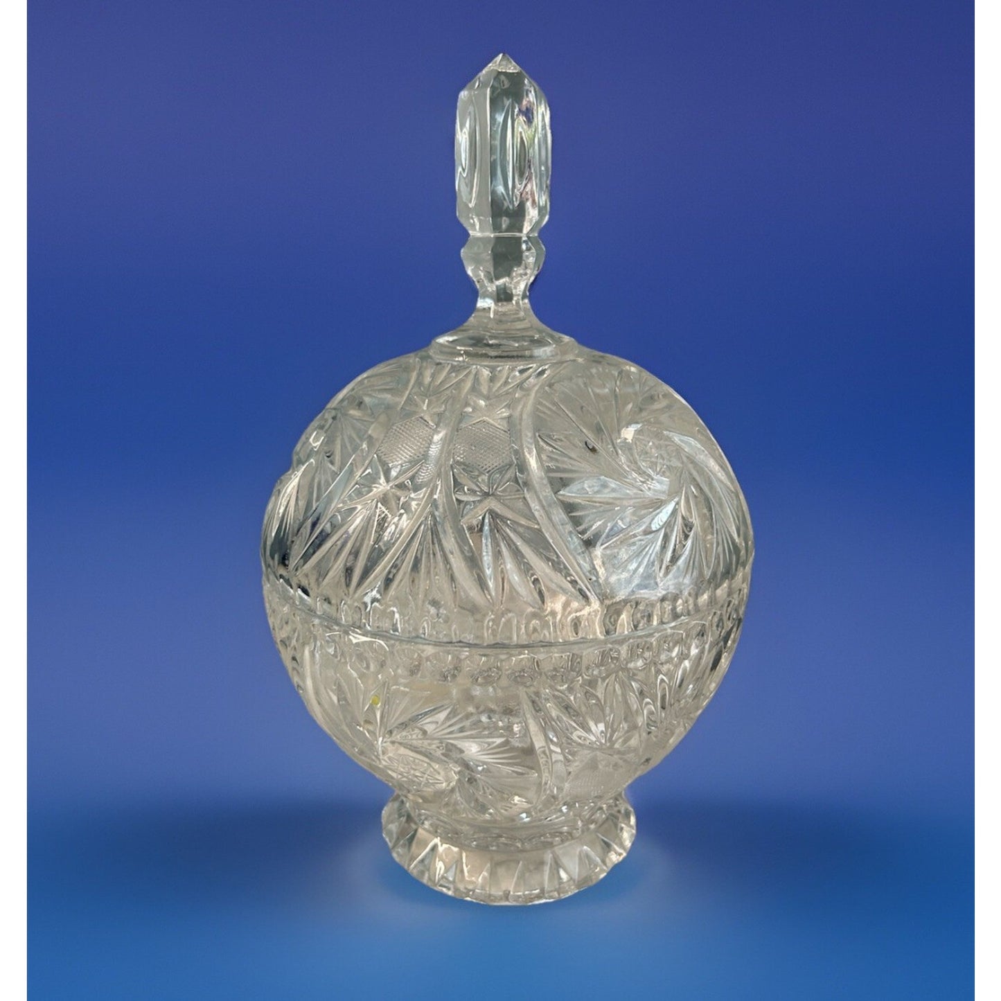 Bohemia Crystal Candy Dish Lidded Vintage Violetta Pinwheel Star of David Clear