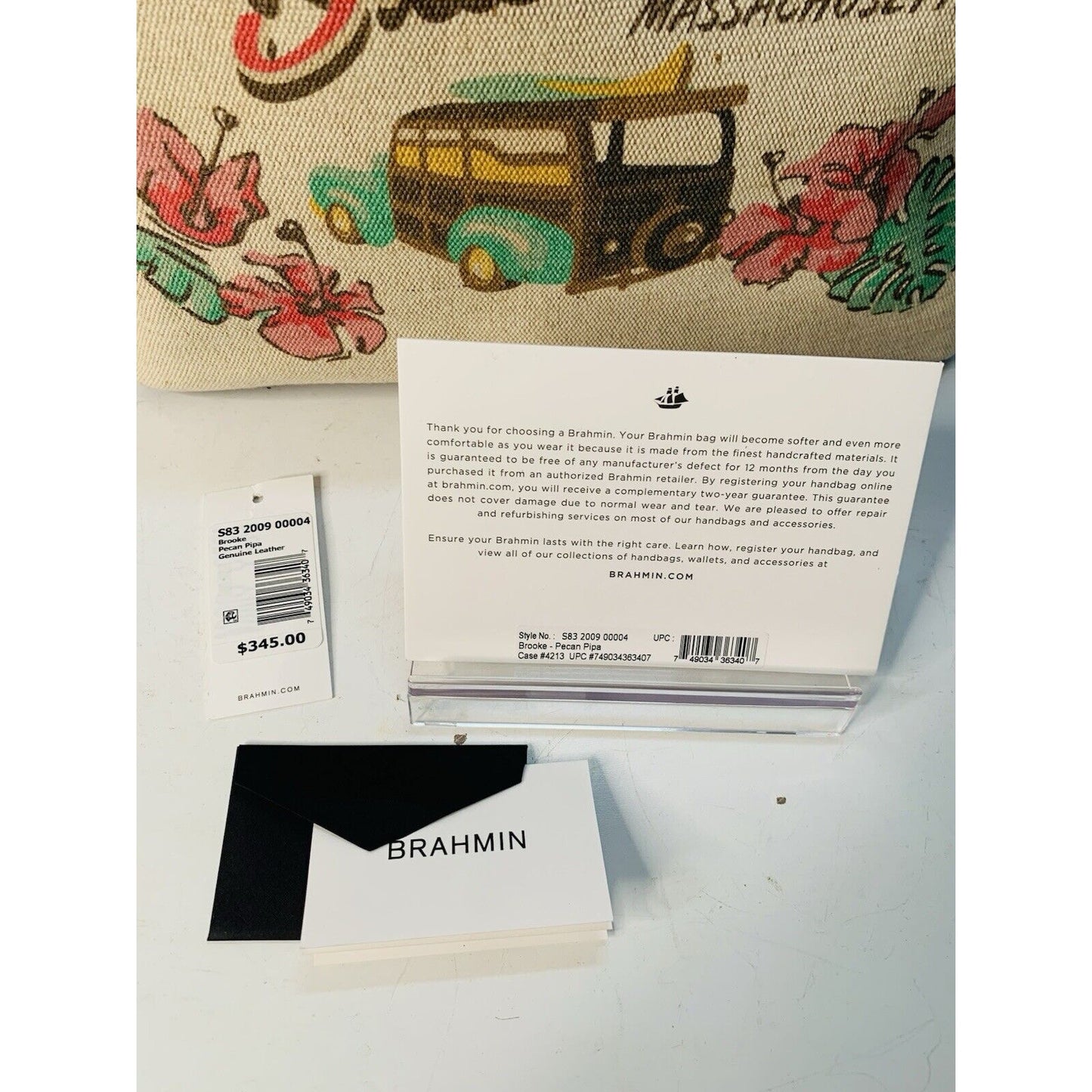 Brahmin Brooke Pecan Pipa Greeting Massachusetts Large Tote Woody New with Tags