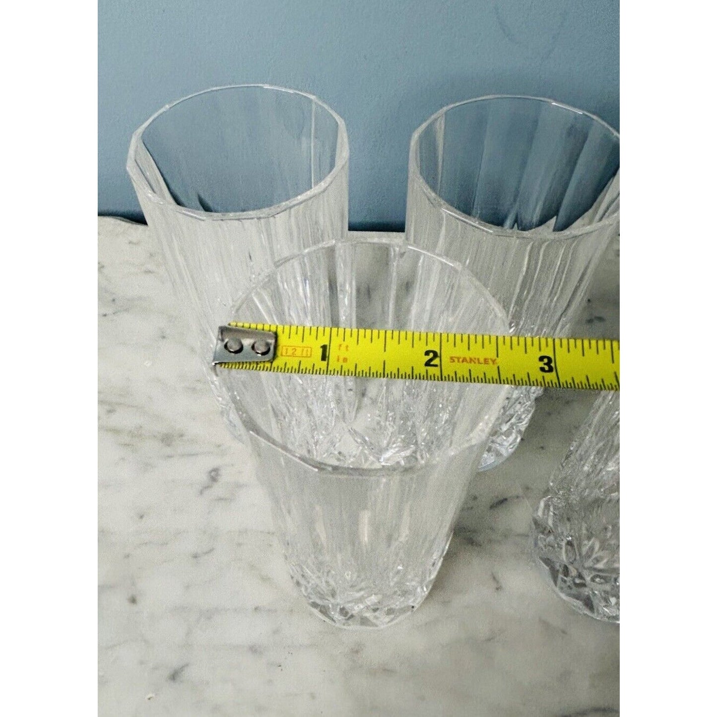 4 Royal Crystal High Ball Glasses Diamond Cut Pattern Height 5 7/8 inch Vintage