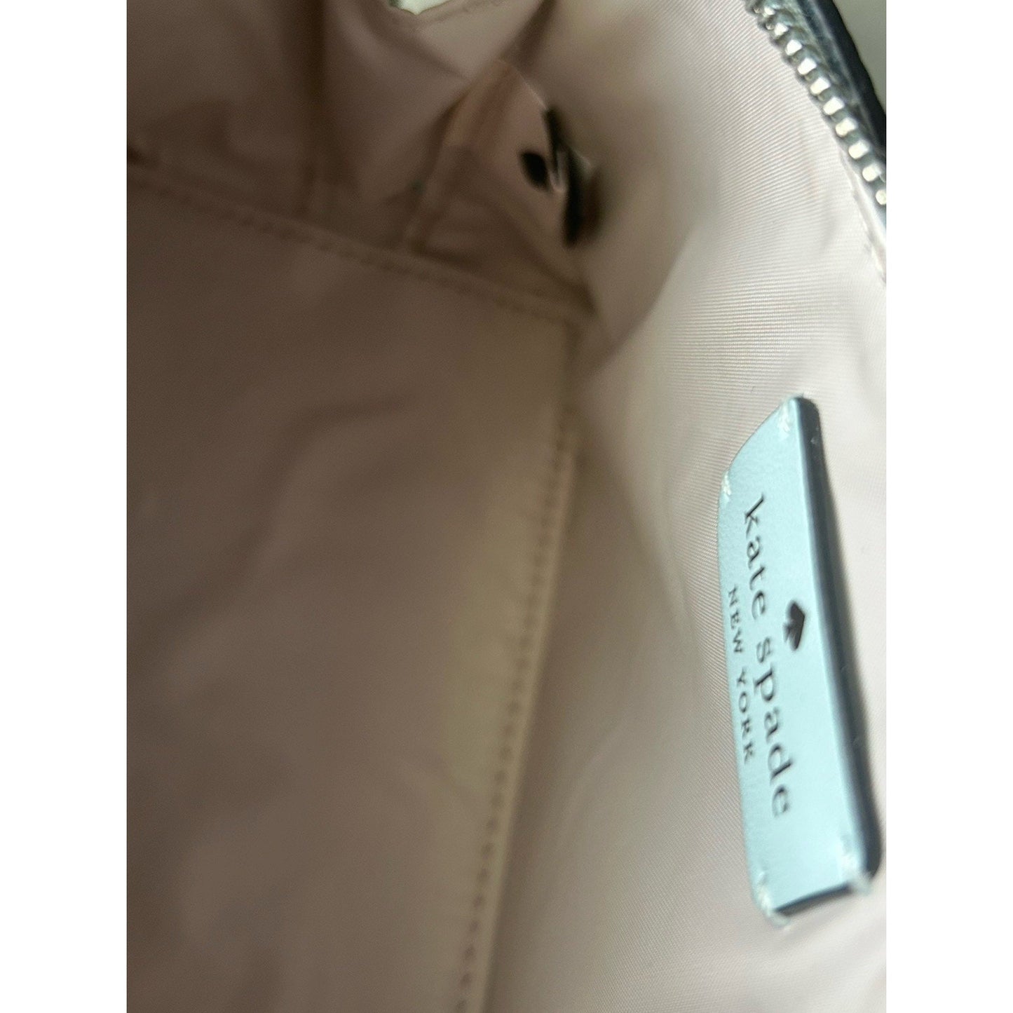 New Kate Spade Blue Tinsel Glitter Cosmetic Bag NWOT Powder Make-up Bathroom