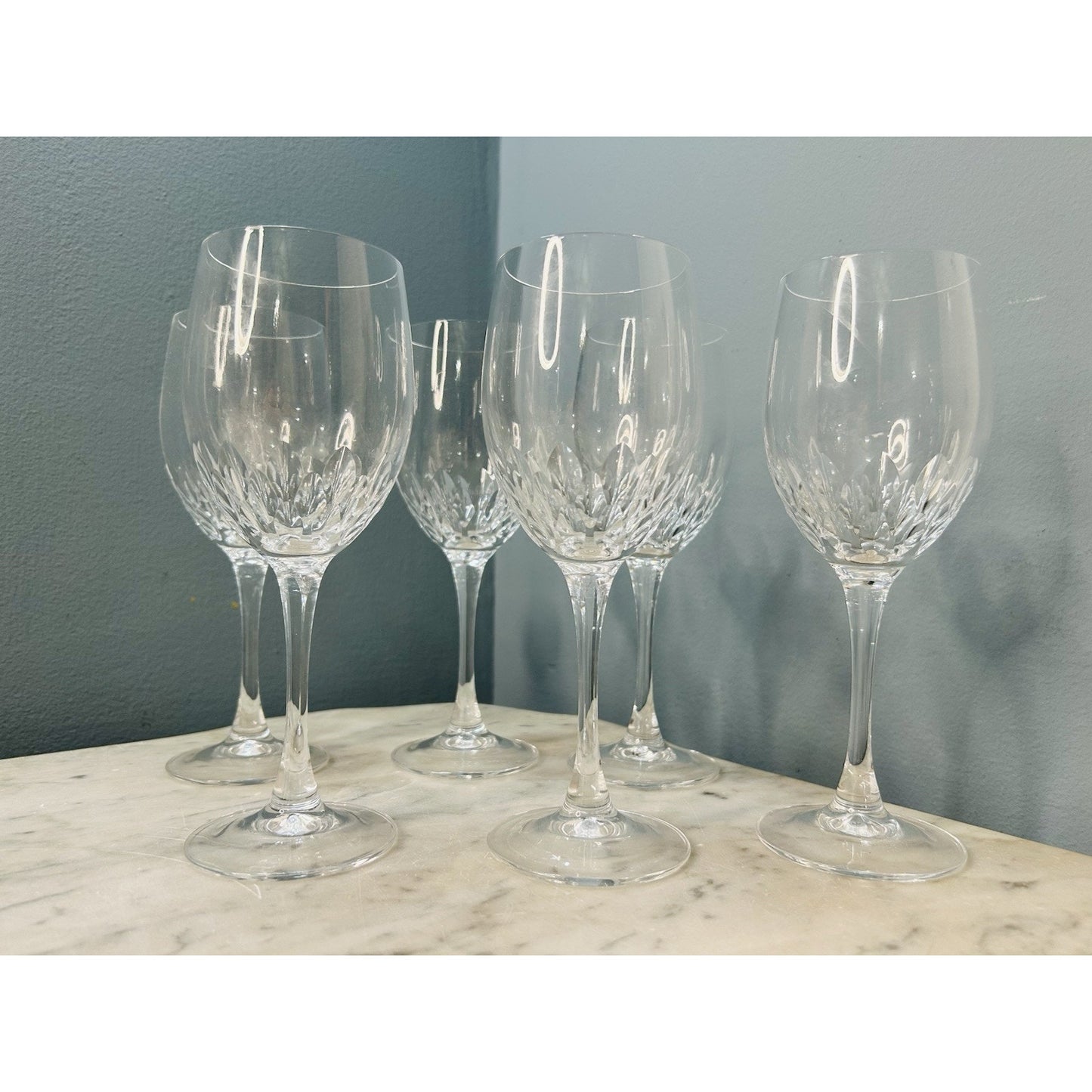 6 Cristal D’Arques-Durand Capella Crystal 8” Wine Glasses Water Goblets Vintage