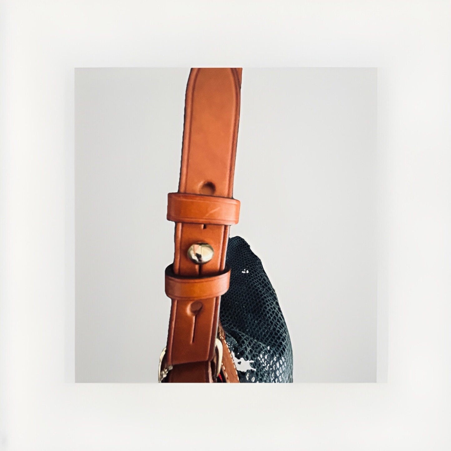 Dooney & Bourke Erica 90s Hobo Bag Snake Embossed Navy Blue Leather Suede Purse