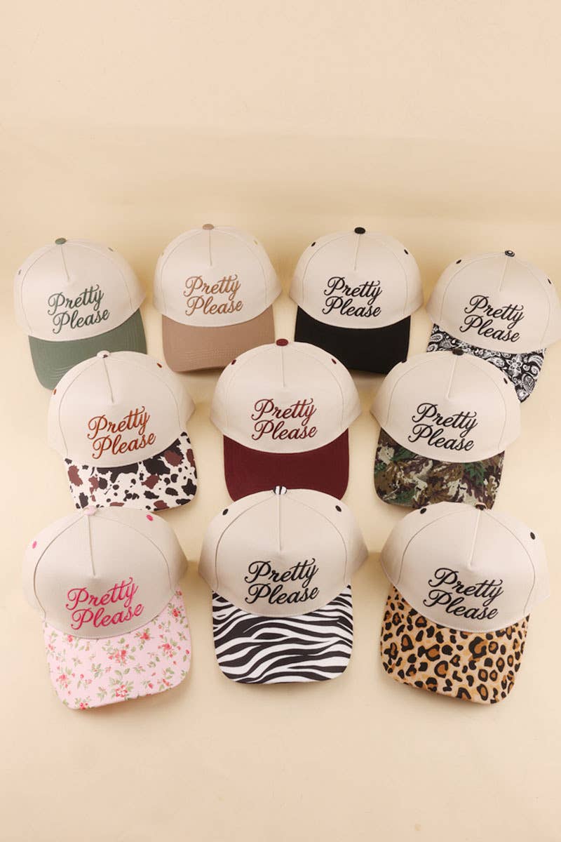 Pretty Please Two Tone Snapback Hat: FLORAL / 1(ONE SIZE)